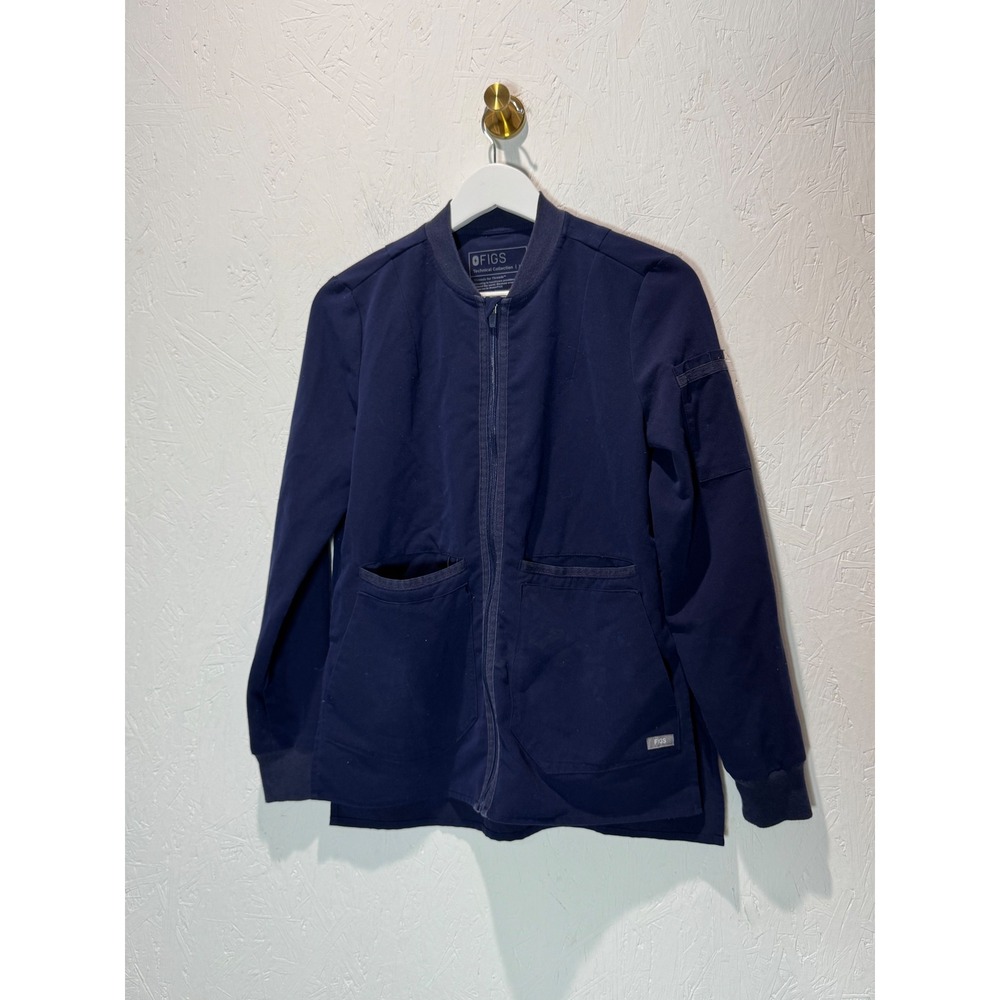 FIGS Bellery Scrub Jacket Navy Blue Technical Collection XS Zip Up Bomber Coat